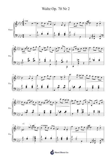 Waltz in F Minor, Op. 70, No. 2 Sheet Music by Frédéric Chopin-Arr.Wesriah