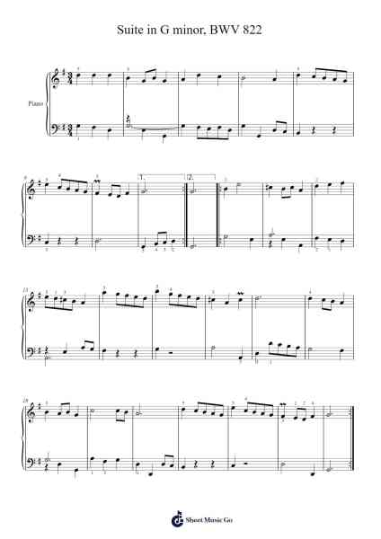 Suite in G Minor, BWV 822 Sheet Music by Johann Sebastian Bach-Arr.Joycelup