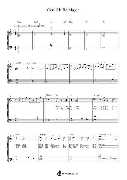 Could It Be Magic Sheet Music by Barry Manilow-Arr.Rodve Wardann