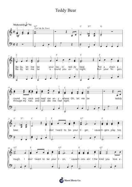 Teddy Bear Ноты для фортепиано от Elvis Presley-Arr.Xefunk Huttrick