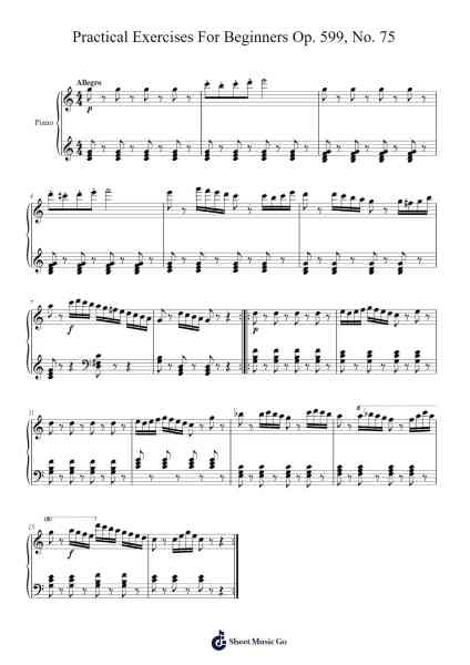 Practical Exercises For Beginners Op. 599, No. 75 Sheet Music by Carl Czerny-Arr.Vithel