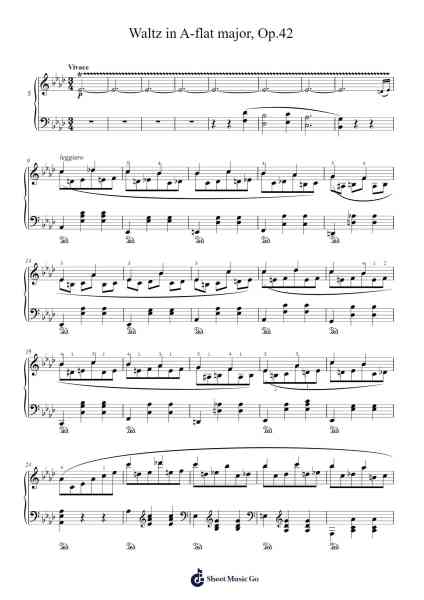Waltz in A-flat Major, Op. 42 Sheet Music by Frédéric Chopin-Arr.Copclife Hudvan