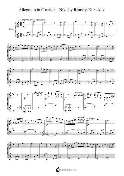 Allegretto in C Major Sheet Music by Nikolay Rimsky-Korsakov-Arr.Kepmill Rexbloor