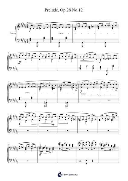 Prelude, Op. 28 No. 12 in G Minor Sheet Music by Frédéric Chopin-Arr.Prittville Millbrian