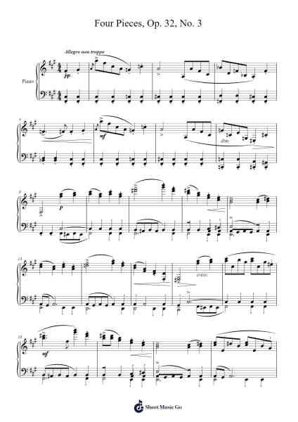 Four Pieces, Op. 32, No. 3 Sheet Music by Sergei Prokofiev-Arr.Penlith