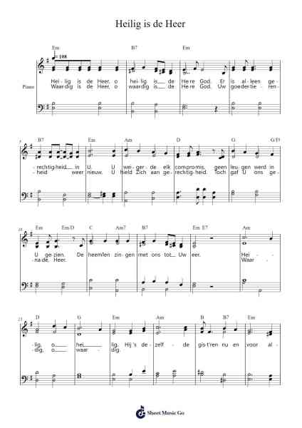 Heilig is de Heer Sheet Music by -Arr.Hugge