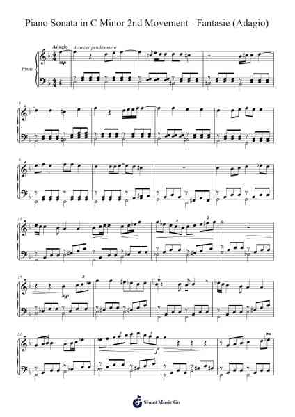 Piano Sonata in C Minor 2nd Movement - Fantasie (Adagio) Sheet Music by Boycetio Gregnet-Arr.Clevestowe Walkyes