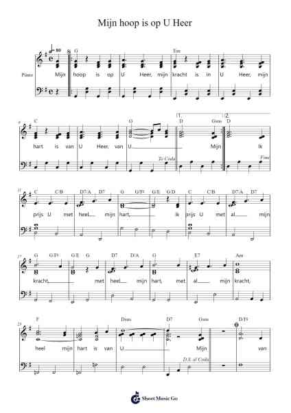 Mijn hoop is op U Heer Sheet Music by -Arr.Gunchi