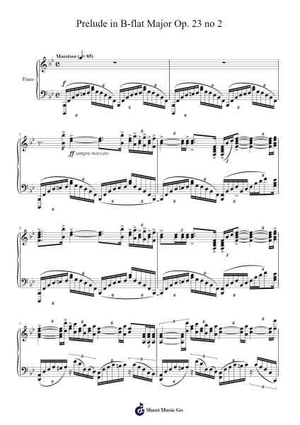 Prelude in B-flat Major, Op. 23 No. 2 Sheet Music by Sergei Rachmaninoff-Arr.Clytate