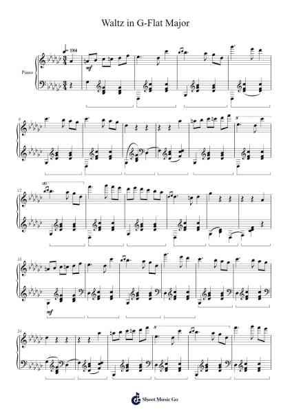 Waltz in G-Flat Major, Op. 70, No. 1 Sheet Music by tylerl13-Arr.Rooven
