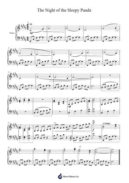 The Night of the Sleepy Panda Sheet Music by Edric Tan-Arr.Toutpeg