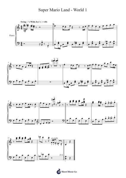 Super Mario Land - World 1 (Solo Piano) Sheet Music by Hirokazu Tanaka-Arr.Leron