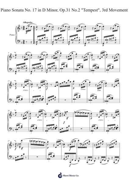 Piano Sonata No. 17 in D Minor, Op.31 No.2 "Tempest", 3rd Movement Sheet Music by Ludwig van Beethoven-Arr.Jersharp