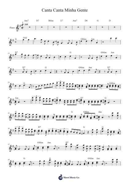 Canta Canta Minha Gente Sheet Music by -Arr.Temlet Cowsar