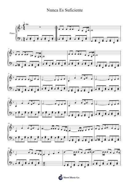 Nunca Es Suficiente Sheet Music by Natalia Lafourcade-Arr.Egbeau