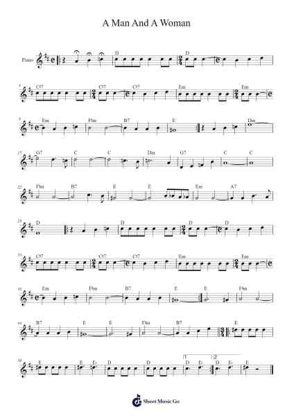 A Man And A Woman (Un Homme Et Une Femme) Sheet Music by Francis Lai-Arr.Consdrow