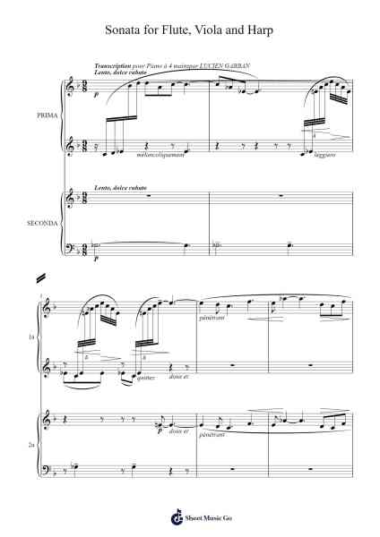 Sonata for Flute, Viola and Harp Sheet Music by Claude Debussy-Arr.Hodhill