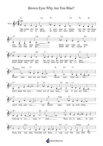 Brown Eyes Why Are You Blue? Sheet Music by George W. Meyer-Arr.Cropenn Brighted