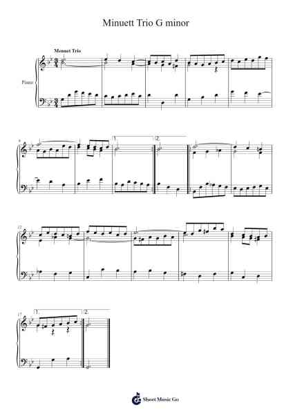 Minuet and Trio in G Minor, BWV 929 乐谱由 Johann Sebastian Bach - 编曲 Quintle