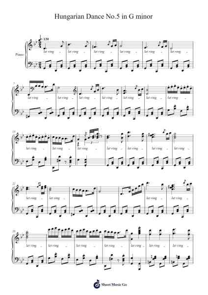 Hungarian Dance No.5 in G minor Sheet Music by Johannes Brahms-Arr.Faitheva Carite