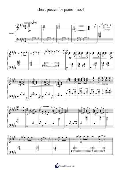 short pieces for piano - no.4 Sheet Music by Elrwood Freester-Arr.Fredcamp Viomia