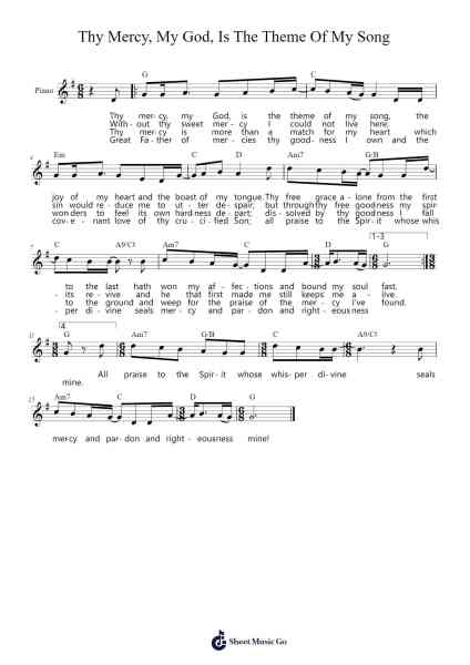 Thy Mercy, My God, Is The Theme Of My Song Sheet Music by Sandra McCracken-Arr.Raemen