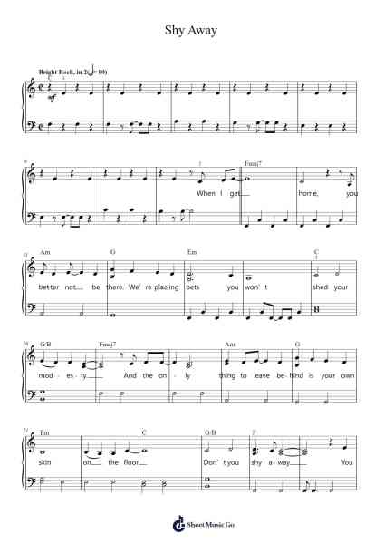 Shy Away Sheet Music by Twenty One Pilots-Arr.Jorrell