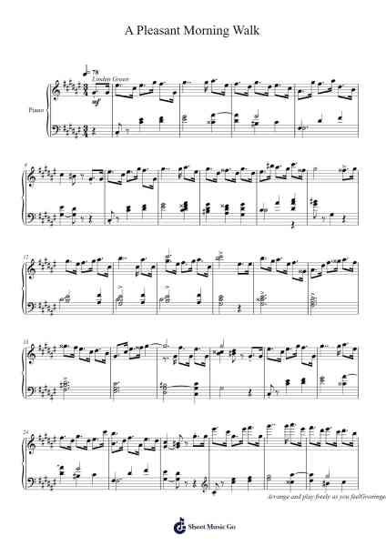 A Pleasant Morning Walk Sheet Music by Toursbur-Arr.Clairenor Jouvic
