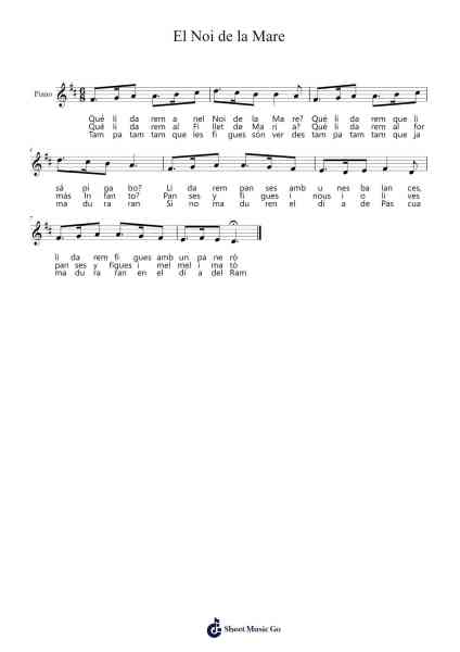 El Noi de la Mare Sheet Music by Folklore-Arr.Consdrow