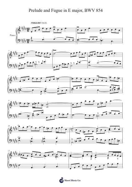Prelude and Fugue in E Major, BWV 854 Sheet Music by Johann Sebastian Bach-Arr.Wattsh
