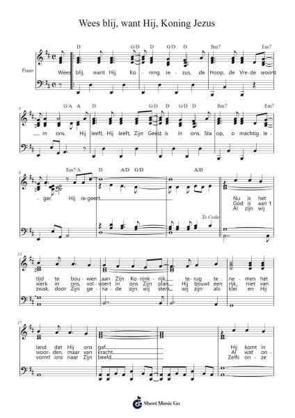 Wees blij, want Hij, Koning Jezus Sheet Music by -Arr.Cromchard Hanzie