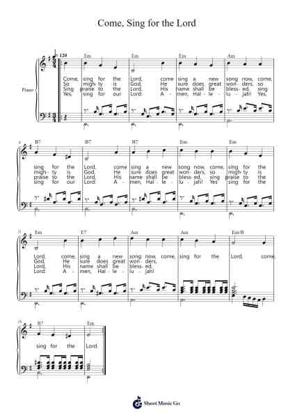 Come, Sing for the Lord Sheet Music by Brazil Folk song-Arr.Davehume