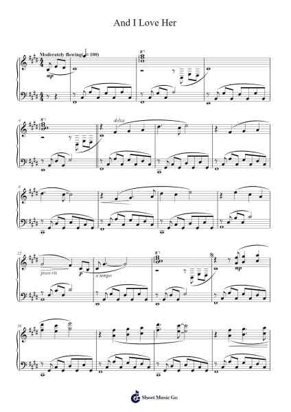 And I Love Her Sheet Music by The Beatles-Arr.Ruthives Sibylxy
