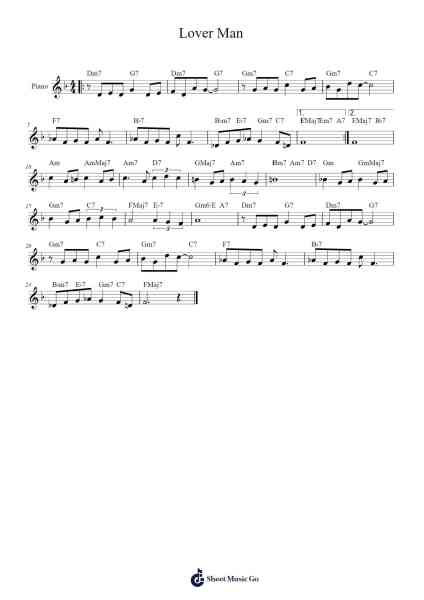 Lover Man Sheet Music by Roger "Ram" Ramírez-Arr.Demplis
