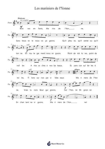 Les mariniers de l'Yonne Sheet Music by Edouard Lorin-Arr.Bettiane Rexpoe