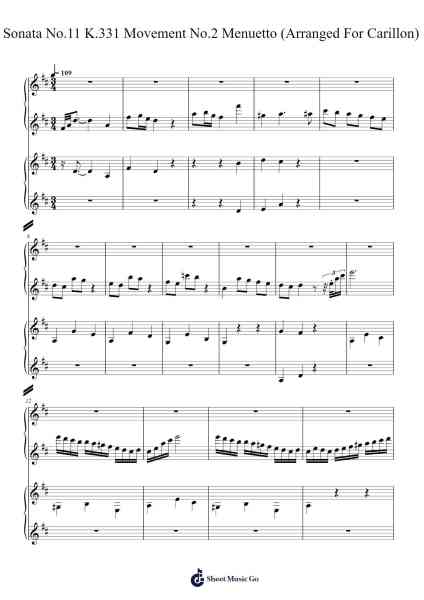 Sonata No. 11 in A Major, K. 331: II. Menuetto Sheet Music by TheHymnPlayer01-Arr.Mollpag