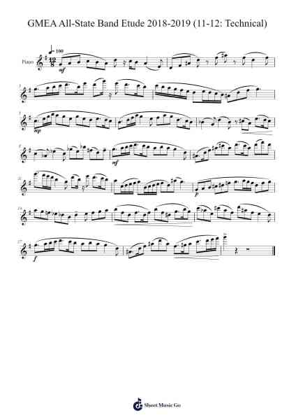 GMEA All-State Band Etude 2018-2019 (11-12: Technical) 乐谱由 undefined - 编曲 Molsham