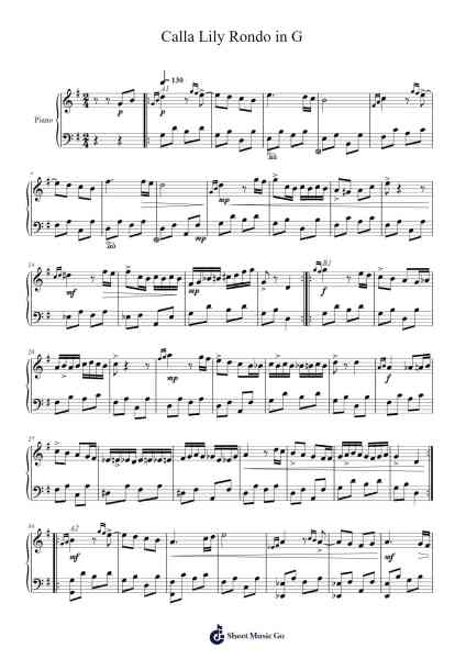 Rondo in G "Calla Lily" Sheet Music by goldbond11700-Arr.Vabuck Clevevien