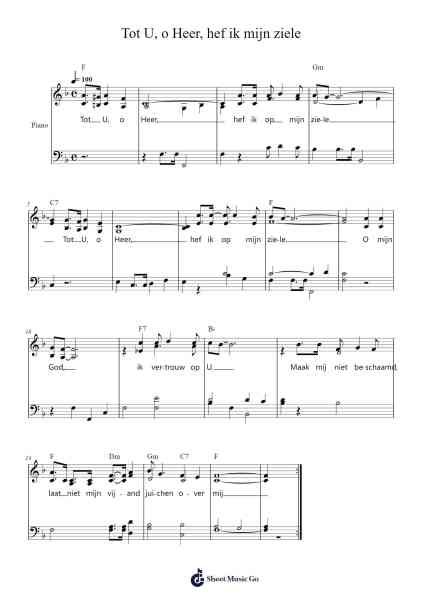 Tot U, o Heer, hef ik mijn ziele Sheet Music by -Arr.Wershop Keyburns