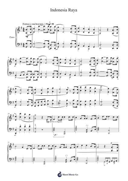 Indonesia Raya Sheet Music by Wage Rudolf Supratman-Arr.Yetlup Hoybird