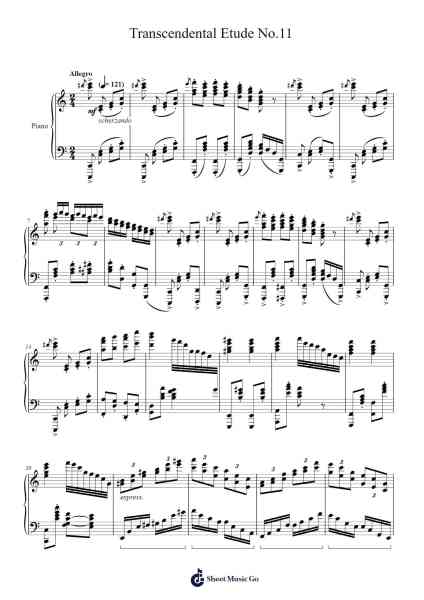 Transcendental Etude No.11 in D-flat Major, S.139 "Harmonies du Soir" Sheet Music by Keatsjack Fado-Arr.Dalclark Wenholt