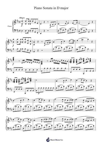 Piano Sonata in D Major Sheet Music by TheGamerKlak-Arr.Manssaul Dexy