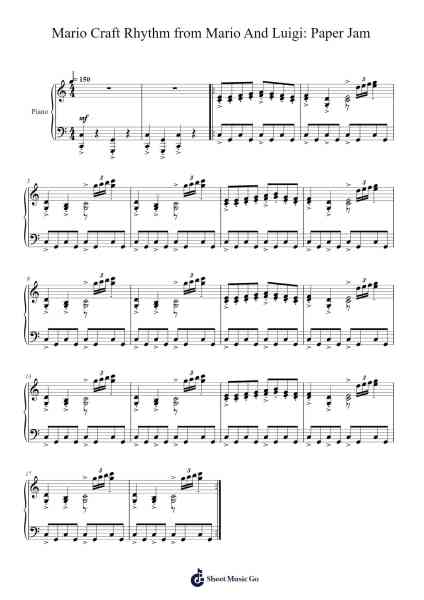 Mario Craft Rhythm from Mario And Luigi: Paper Jam Sheet Music by Yoko Shimomura-Arr.Denuel Shirbill