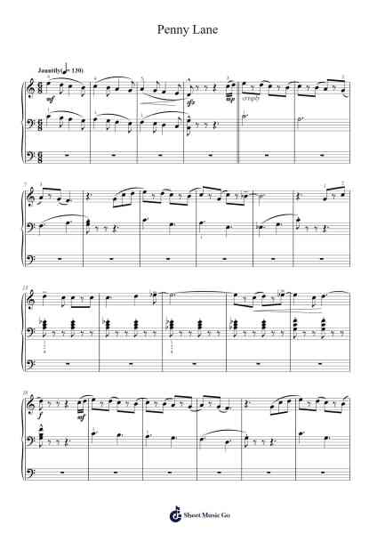Penny Lane Sheet Music by The Beatles-Arr.Pipril