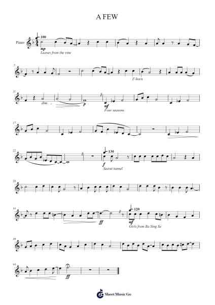 A FEW Sheet Music by -Arr.Jamescook