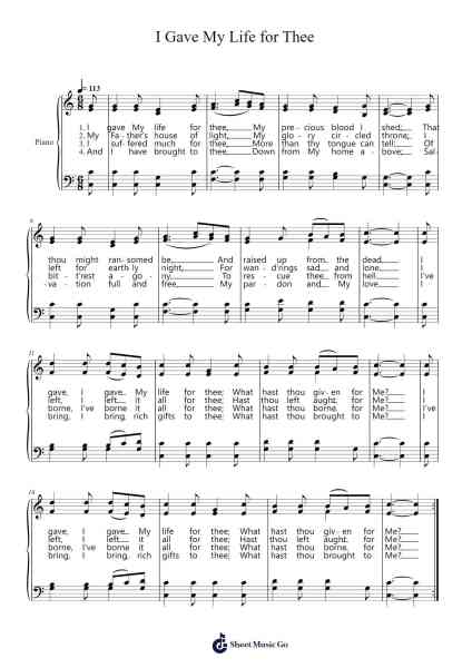 I Gave My Life for Thee Sheet Music by Philip Paul Bliss-Arr.Hawat