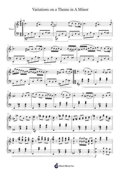 Variations on a Theme in A Minor Sheet Music by Sebastian Catalfamo-Arr.Rareade Zoelotte