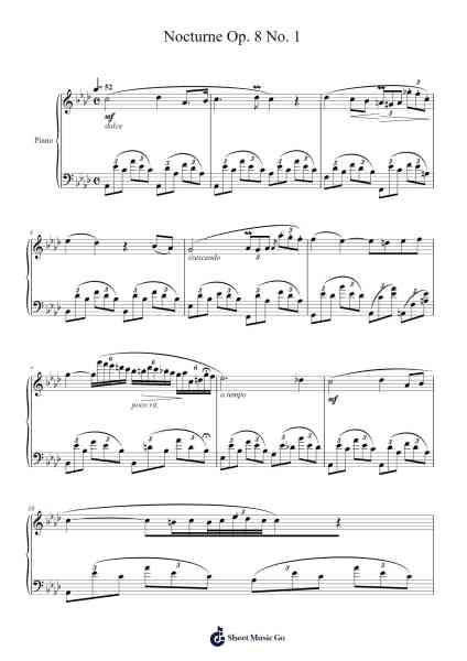Nocturne Op. 8 No.1 Sheet Music by Adolphe Gutmann-Arr.Rusden