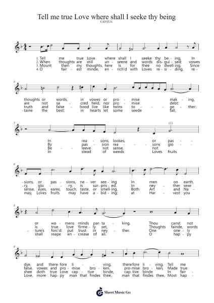VIII. Tell me true Love where shall I seeke thy being Sheet Music by John Dowland-Arr.Blouis