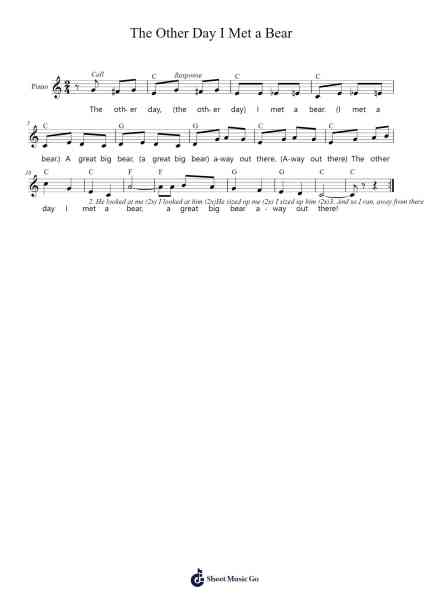 The Other Day I Met a Bear Sheet Music by Carey Morgan/David Lee-Arr.Eipsgold Maudman